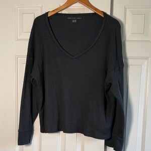 American Eagle: Soft Waffle Shirt - Charcoal